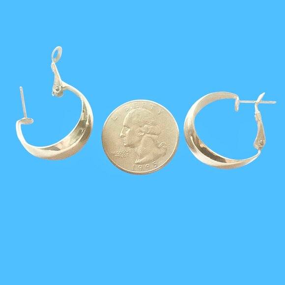 Silver-tone Hoop Earrings Leverback for Pierced Ears - Picture 13 of 13